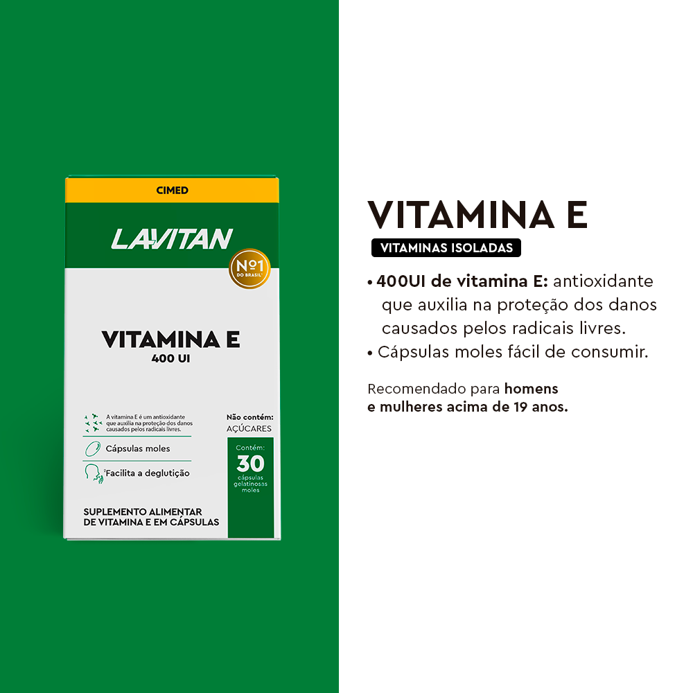 Lavitan Vitamina E com 30 Capsulas Gelatinosas