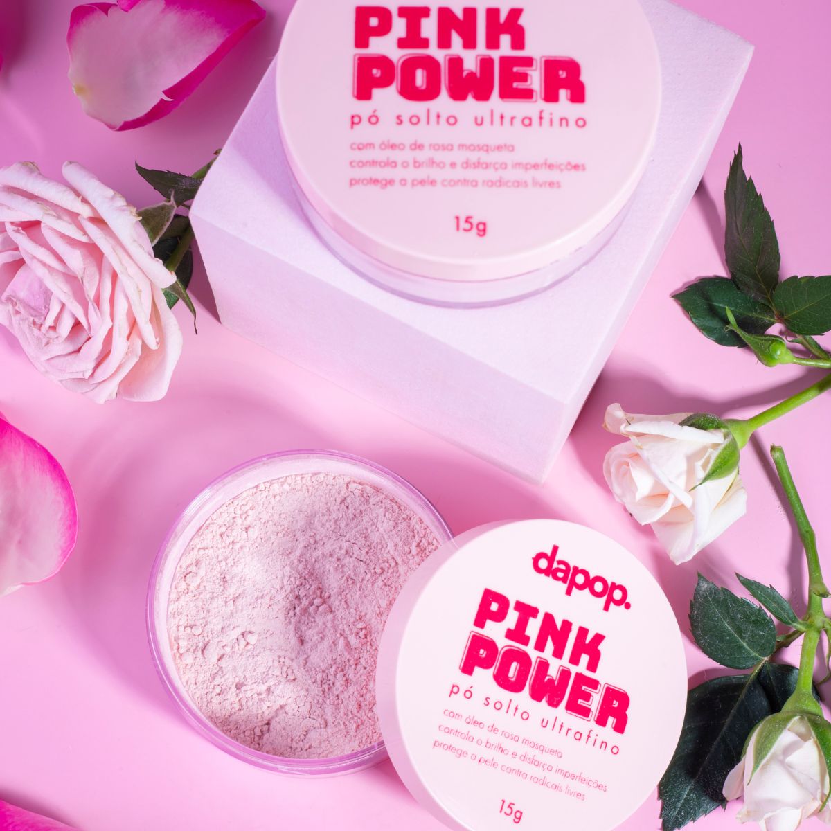 Pó Solto Ultrafino Pink Power Rosa Mosqueta - Dapop