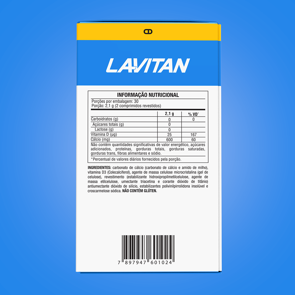 Lavitan Cálcio + Vitamina D 1.000 UI com 60 comprimidos