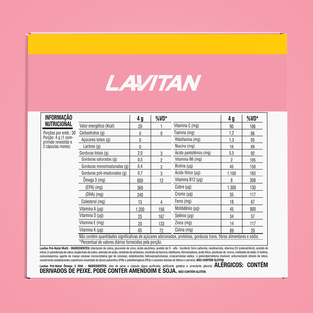 Multivitamínico Lavitan Pré-Natal com 30 Comprimidos