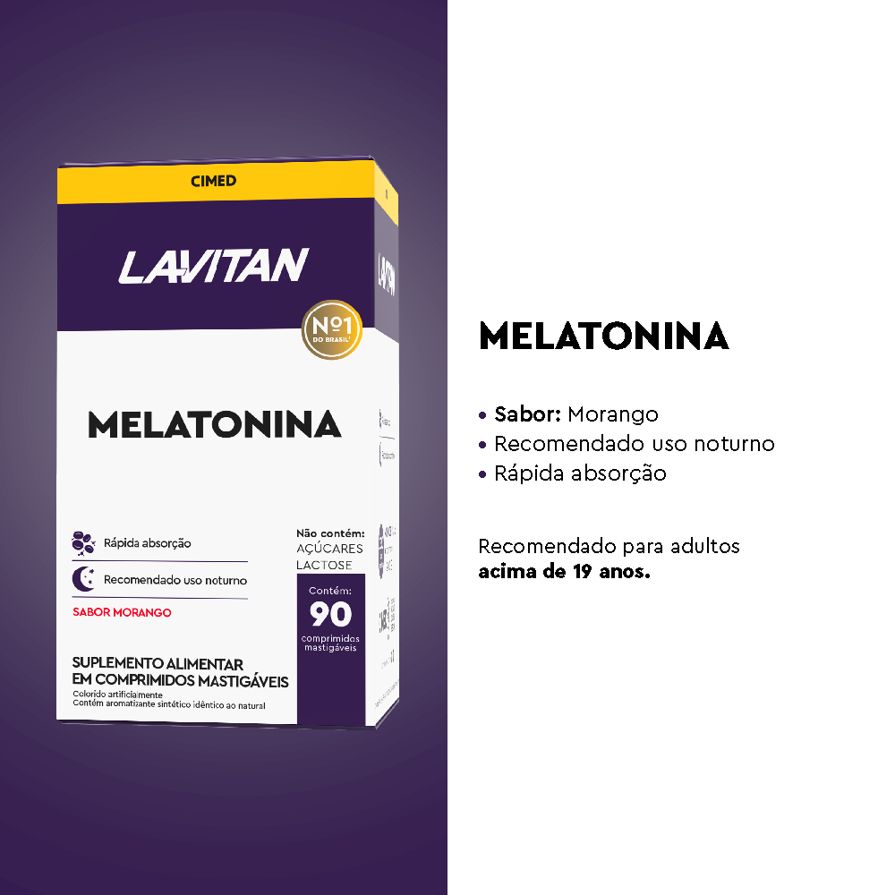 Lavitan Melatonina Morango c/ 90 Comprimidos Mastigáveis