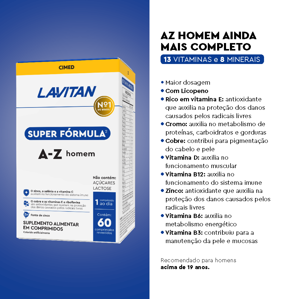 Lavitan Super Fórmula A-Z Homem com 60 Cápsulas
