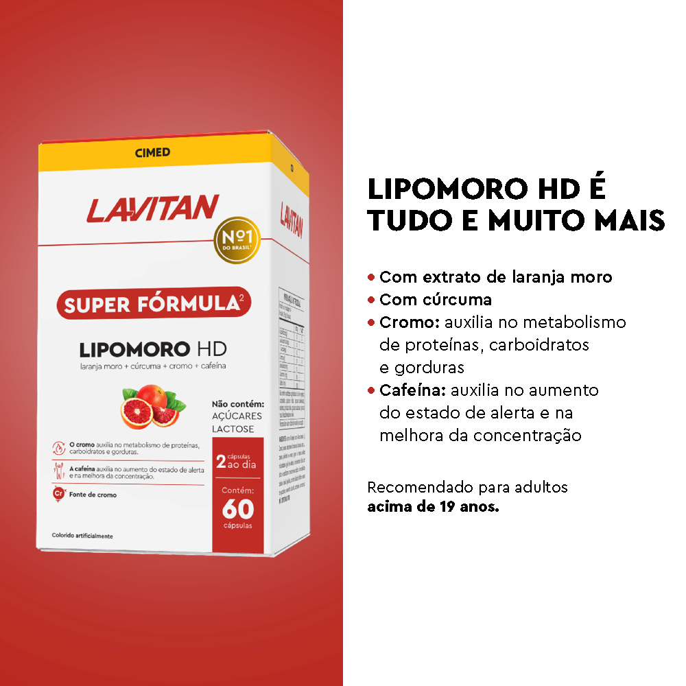 Lavitan Super Fórmula Lipomoro HD com 60 Cápsulas