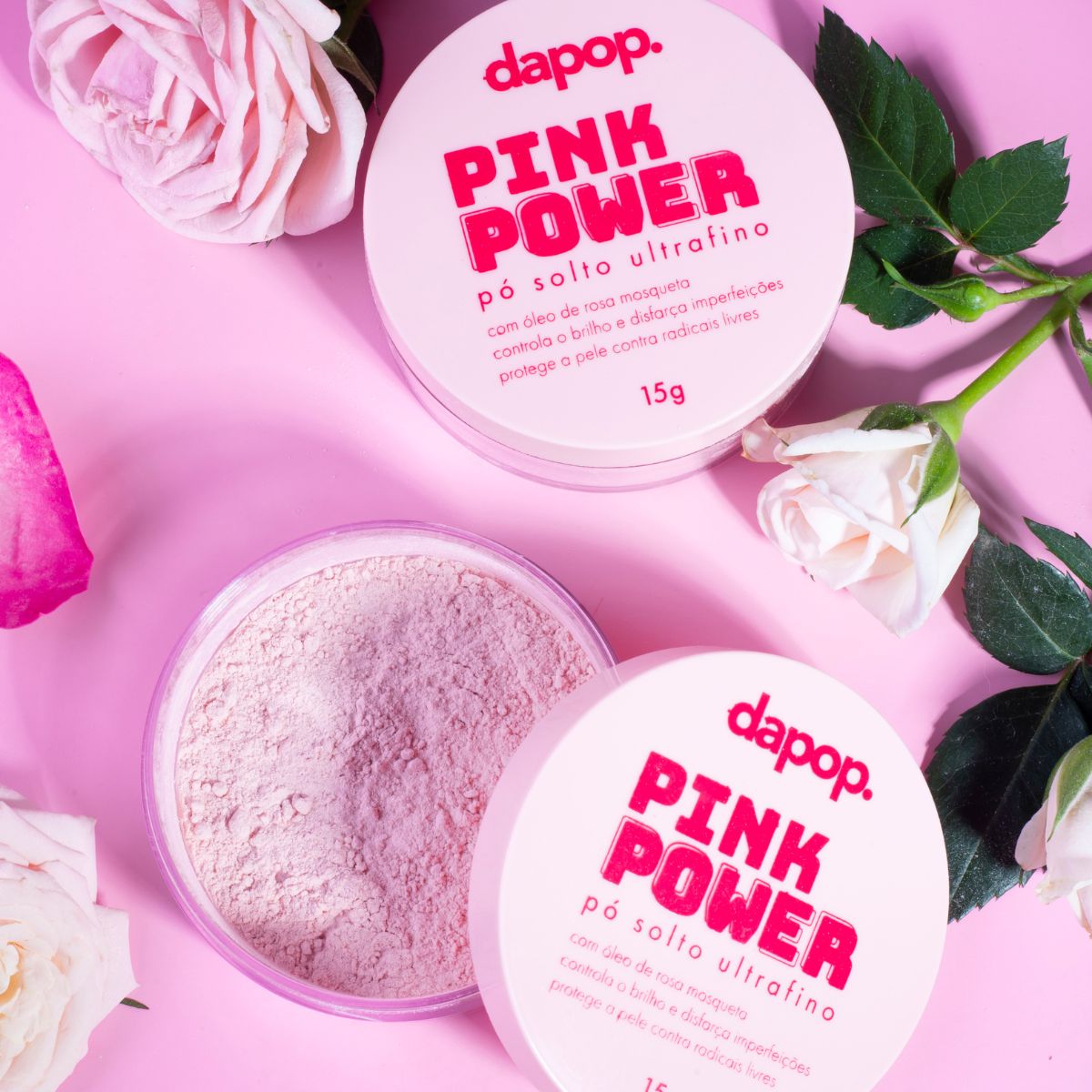 Pó Solto Ultrafino Pink Power Rosa Mosqueta - Dapop