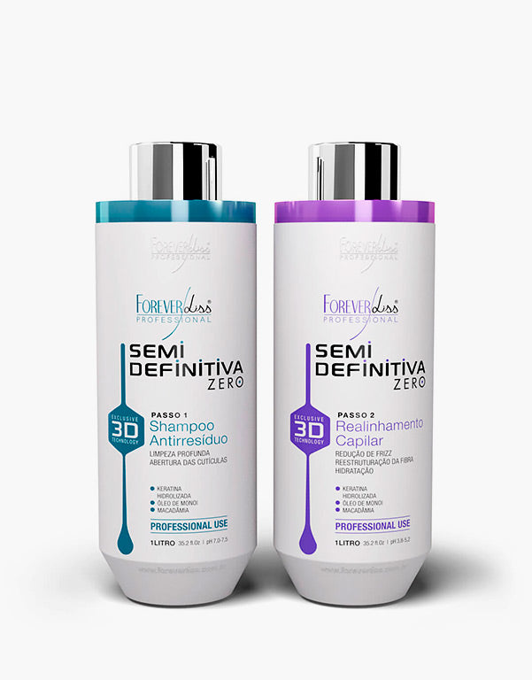 Kit: Forever Liss Escova Semi Defi  Zero 3d (Shampoo + Gloss) 1 LT