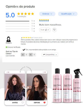 Kit Pro Reconstrução Capilar Orgânica Miracle Therapy Liss Prohall 3 Itens