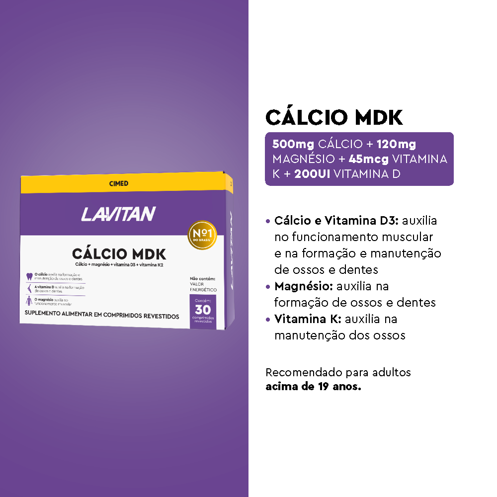 Lavitan Cálcio MDK com 30 Comprimidos
