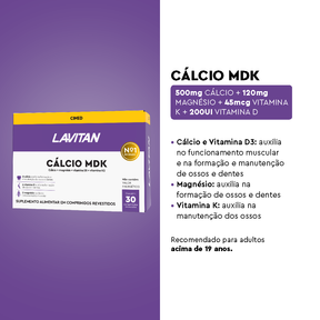 Lavitan Cálcio MDK com 30 Comprimidos