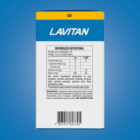 Lavitan Cálcio + Vitamina D3 com 60 comprimidos revestidos
