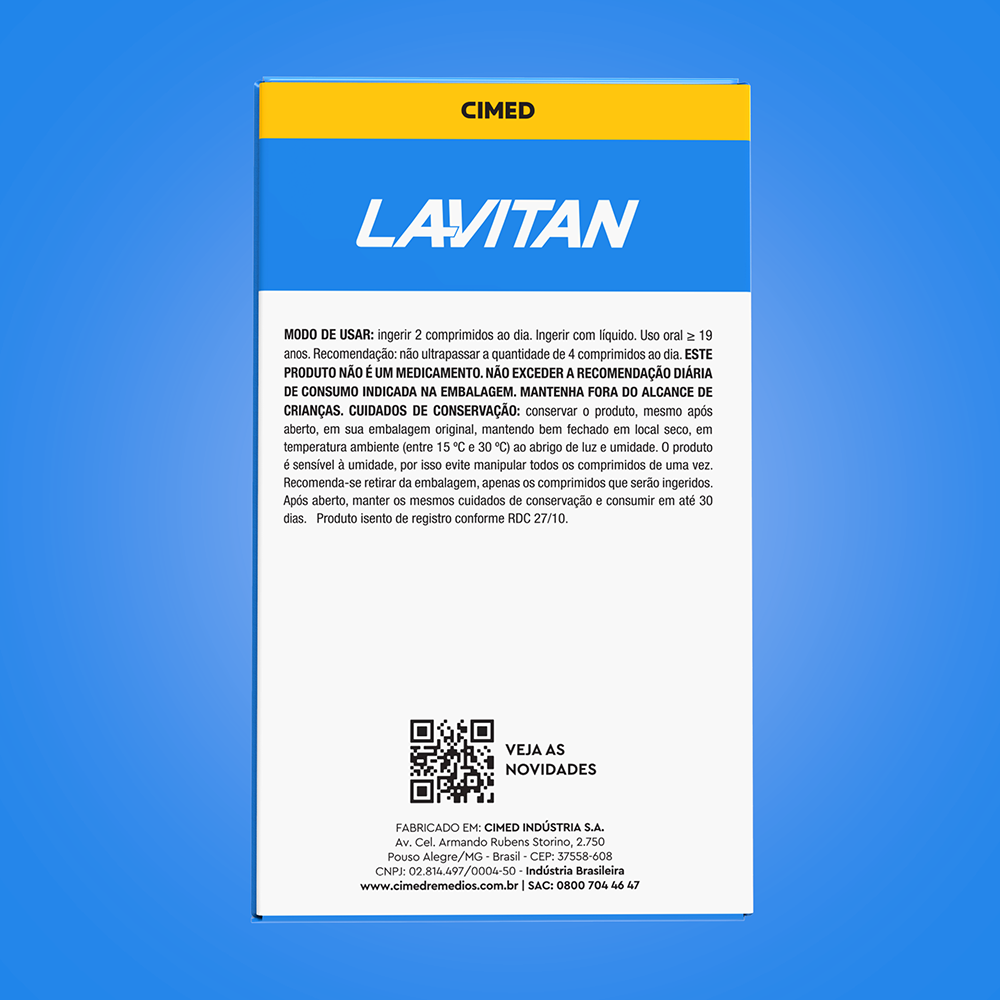 Lavitan Cálcio + Vitamina D 1.000 UI com 60 comprimidos