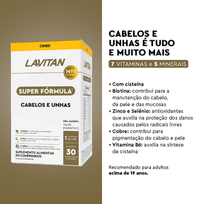 Lavitan Super Fórmula Cabelos e Unhas com 30 Cápsulas