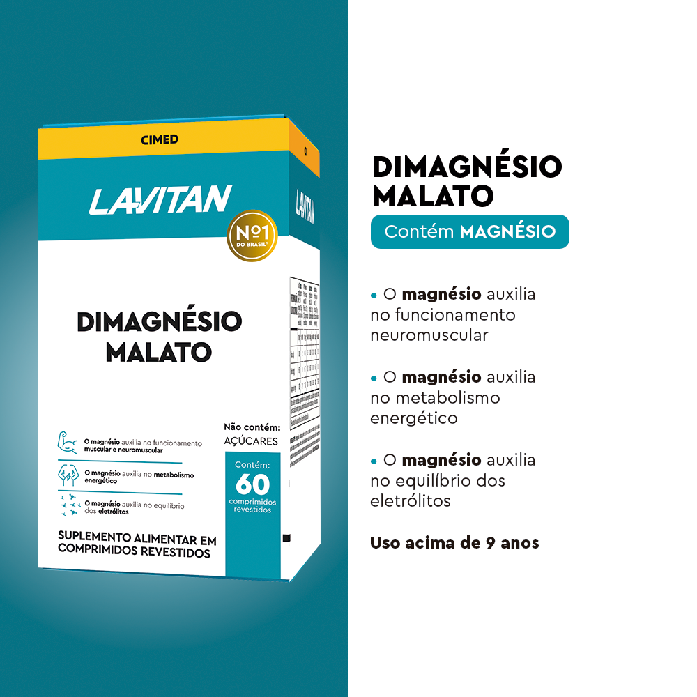 Lavitan DiMagnésio Malato com 60 Comprimidos Revestidos