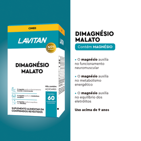 Lavitan DiMagnésio Malato com 60 Comprimidos Revestidos